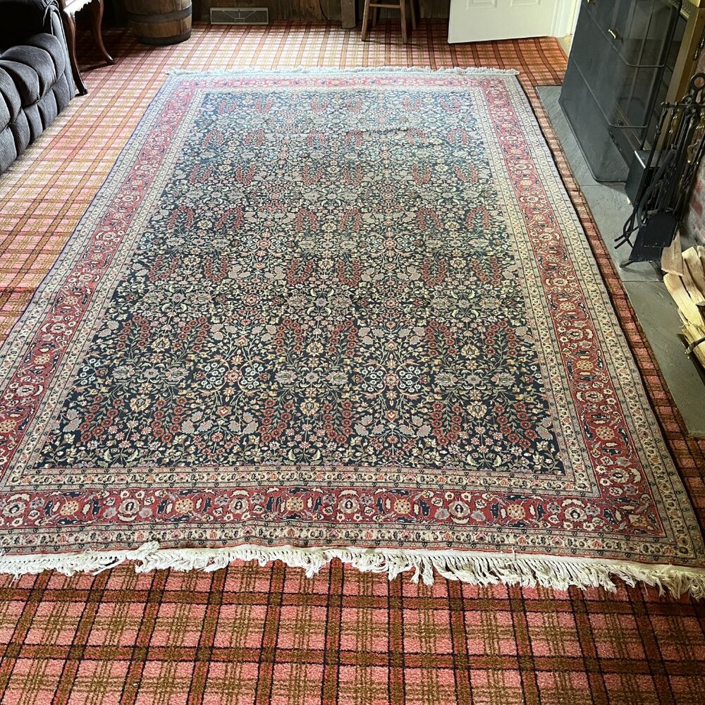 Vintage Turkish Handmade Hereke Carpet – Rare Collectors Rug – 12.3 x 7.7 ft